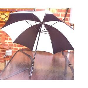 Vintage Knight McQuay Norris Large Black And White Golf Umbrella READ